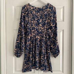 Hinge Blue and Pink Floral Print Mini Dress - Size Medium